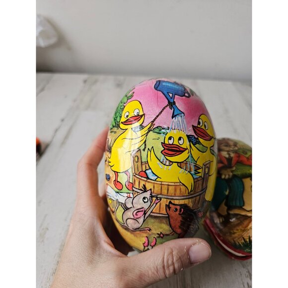 Vintage East West Germany Easter egg paper decor container set - Picture 3 of 10